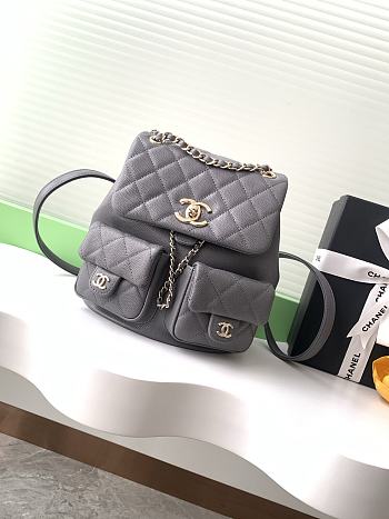 Chanel Duma Backpack Caviar Grey-21*20*12CM