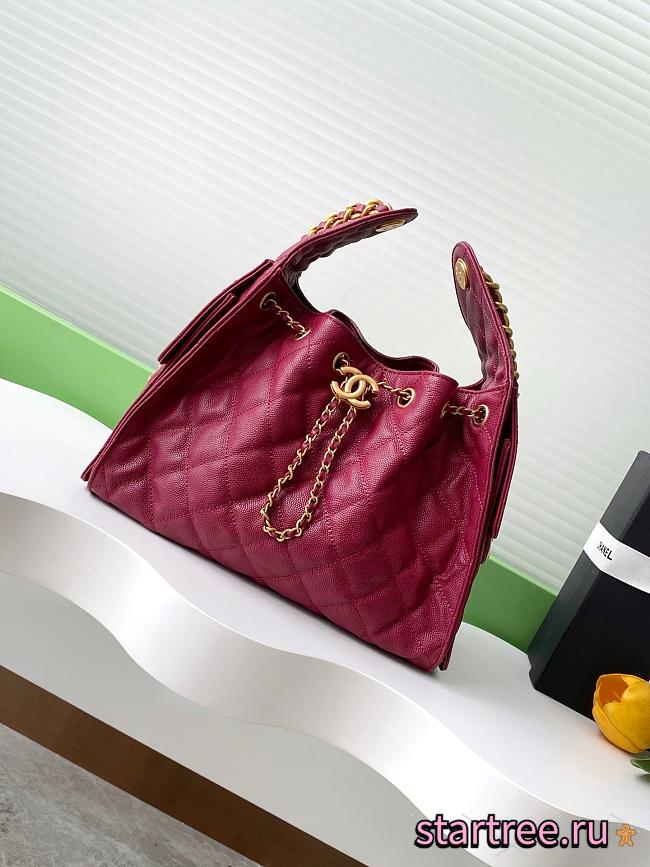 Chanel 25C Hobo In Calfskin Leather Burgundy-30*26*14CM - 1