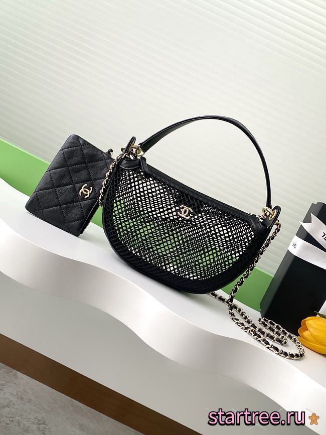 Chanel 2025 Pouch Mesh, Shiny Lambskin & Gold-Tone Metal Black - 1