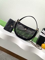 Chanel 2025 Pouch Mesh, Shiny Lambskin & Gold-Tone Metal Black - 1