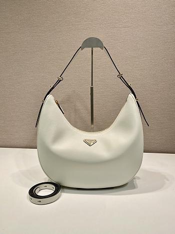 Prada Arqué large leather shoulder bag White