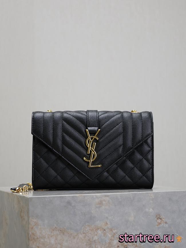 YSL Mini Envelope Crossbody Bag Black-21x13x6cm - 1