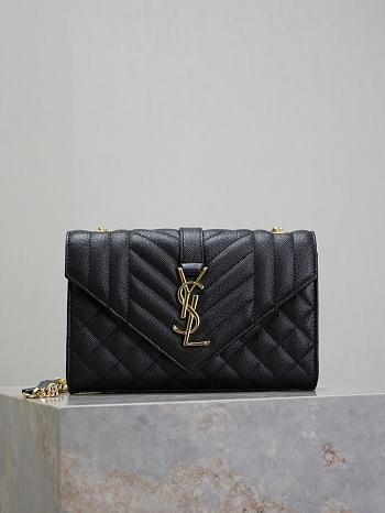 YSL Mini Envelope Crossbody Bag Black-21x13x6cm
