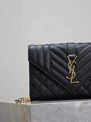 YSL Mini Envelope Crossbody Bag Black-21x13x6cm - 3