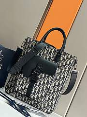 Dior Saddle Tote Bag Beige and Black Dior Oblique-32x36x13.5cm - 1