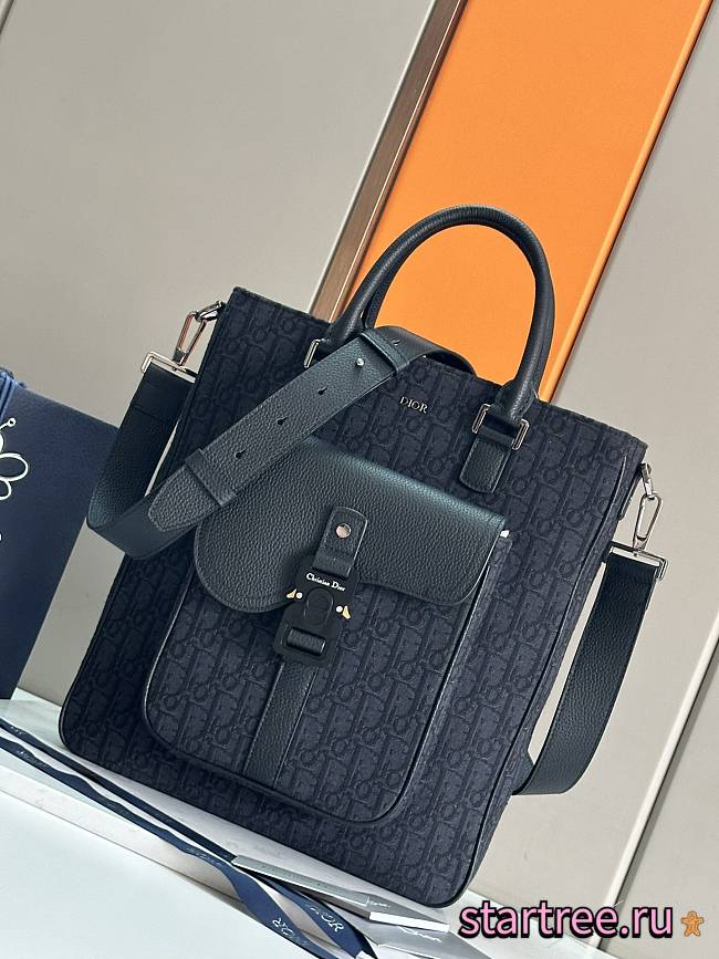 Dior Saddle Tote Bag Black Oblique Jacquard -32x36x13.5cm - 1