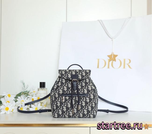 Dior Kids' Backpack Beige and Blue Dior Oblique Jacquard-18*19.5*10.5cm - 1