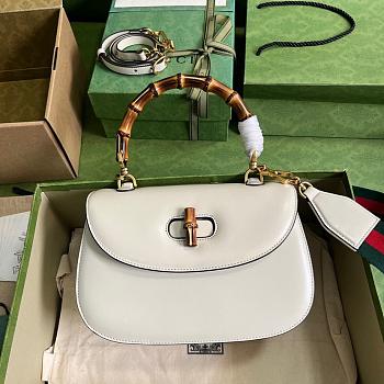 Gucci Bamboo 1947 medium bag-White-26.5 x 17.5 x 9cm