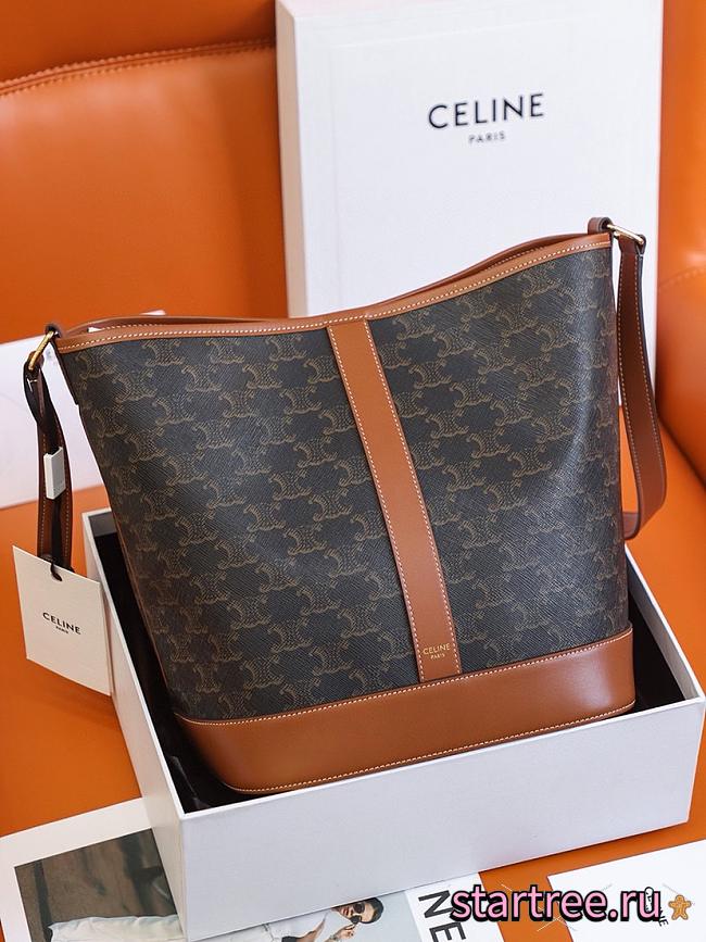 Celine Medium Bucket IN Triomphe Canvas and calfskin-33×27×17cm - 1
