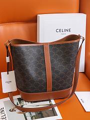 Celine Medium Bucket IN Triomphe Canvas and calfskin-33×27×17cm - 5