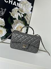 CHANEL Lambskin Quilted Mini Top Handle Bag Grey-20cm - 1