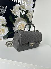 CHANEL Lambskin Quilted Mini Top Handle Bag Grey-20cm - 4