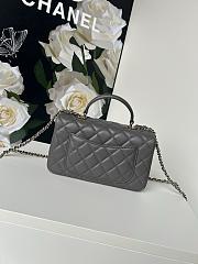 CHANEL Lambskin Quilted Mini Top Handle Bag Grey-20cm - 3