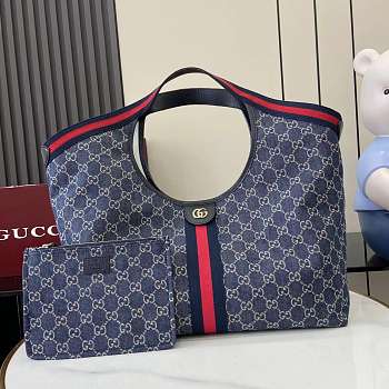 Gucci Giglio large tote bag blue and white GG denim-40x47x16cm