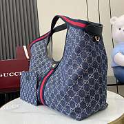 Gucci Giglio large tote bag blue and white GG denim-40x47x16cm - 2