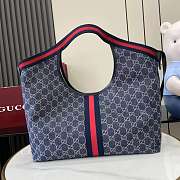 Gucci Giglio large tote bag blue and white GG denim-40x47x16cm - 3