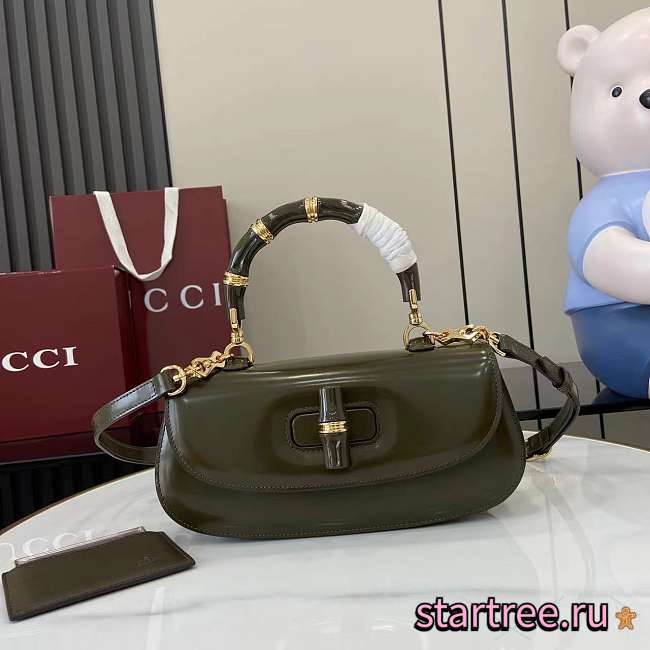 Gucci Bamboo Diva medium bag Green-26.6x13x8cm - 1