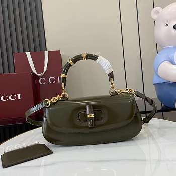 Gucci Bamboo Diva medium bag Green-26.6x13x8cm