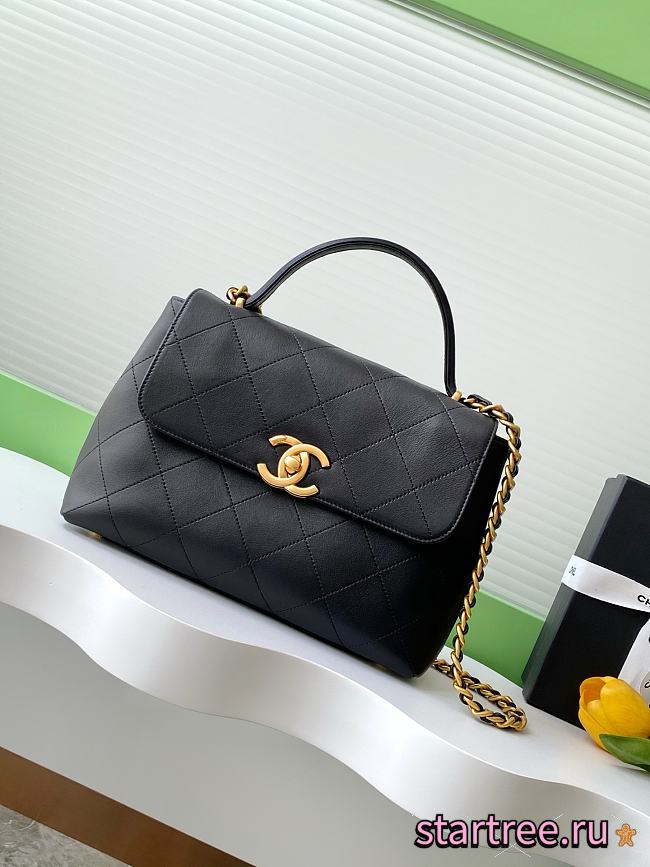 CHANEL Small Calfskin Top Handle Flap-20.5x28x9.5cm - 1