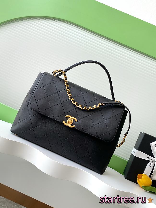 CHANEL Large Calfskin Top Handle Flap-26x33x9cm - 1