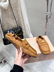 Miu Miu Oak Ruches Suede Loafers  - 5