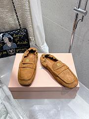 Miu Miu Oak Ruches Suede Loafers  - 3