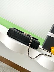 Chanel 25S Chain Shoulder Flap Phone Case Black Leather-10x18x4.5cm - 5