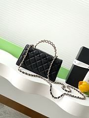 Chanel 25S Chain Shoulder Flap Phone Case Black Leather-10x18x4.5cm - 2
