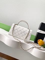 Chanel 25S Chain Shoulder Flap Phone Case White Leather-10x18x4.5cm - 2