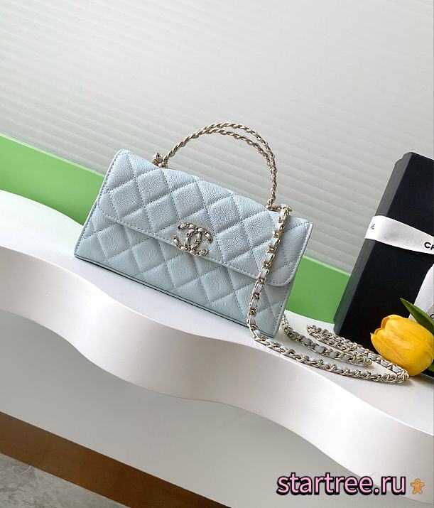 Chanel 25S Chain Shoulder Flap Phone Case Blue Leather-10x18x4.5cm - 1