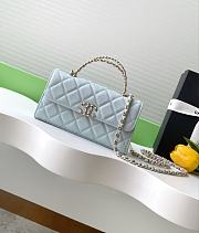 Chanel 25S Chain Shoulder Flap Phone Case Blue Leather-10x18x4.5cm - 1