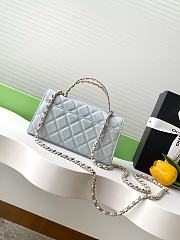 Chanel 25S Chain Shoulder Flap Phone Case Blue Leather-10x18x4.5cm - 3