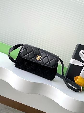 Chanel 25a Suede and leather Bag-11.5x19.5x5cm