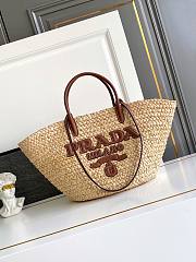 Prada Large raffia and leather shopping bag-25x25x15cm - 1