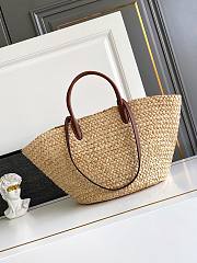 Prada Large raffia and leather shopping bag-25x25x15cm - 4