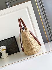 Prada Large raffia and leather shopping bag-25x25x15cm - 5