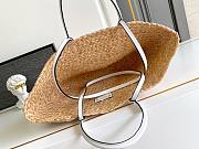 Prada Large raffia and leather shopping bag White-25x25x15cm - 5