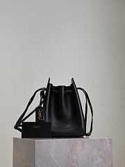 YSL Leather Bucket Bag Black-18×24×7cm - 1