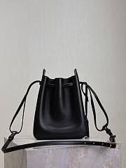 YSL Leather Bucket Bag Black-18×24×7cm - 2