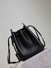 YSL Leather Bucket Bag Black-18×24×7cm - 3