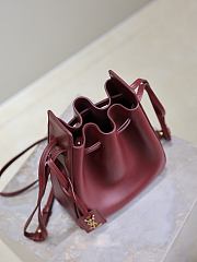 YSL Leather Bucket Bag Red-18×24×7cm - 5