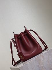 YSL Leather Bucket Bag Red-18×24×7cm - 3