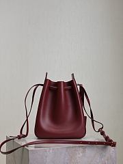 YSL Leather Bucket Bag Red-18×24×7cm - 4