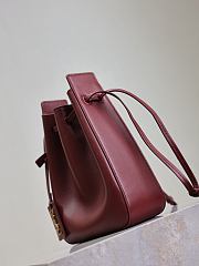 YSL Leather Bucket Bag Red-18×24×7cm - 2