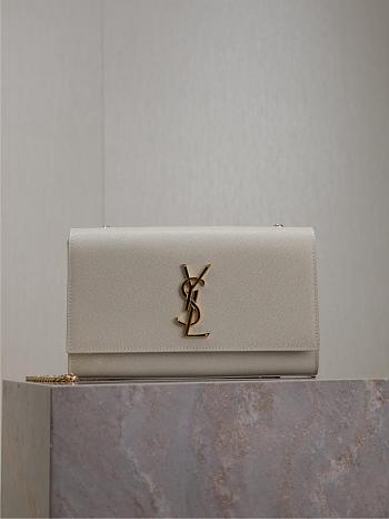 YSL KATE MEDIUM IN GRAIN DE POUDRE EMBOSSED LEATHER-24CM