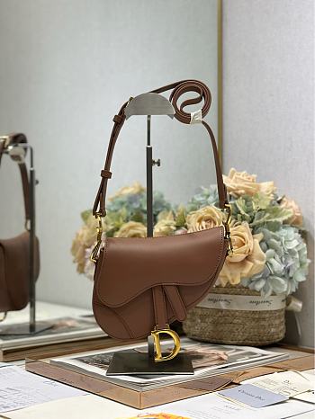Dior Mini Soft Saddle Bag with Strap Caramel-20 x 14 x 6cm