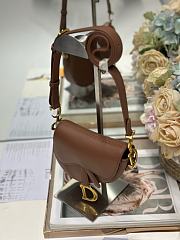 Dior Mini Soft Saddle Bag with Strap Caramel-20 x 14 x 6cm - 4