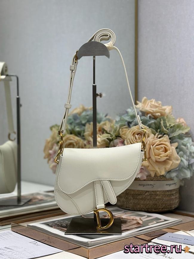 Dior Mini Soft Saddle Bag with Strap White-20 x 14 x 6cm - 1