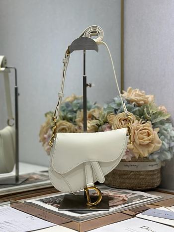 Dior Mini Soft Saddle Bag with Strap White-20 x 14 x 6cm