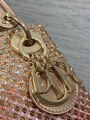DIOR Metallic Satin Celestial Bead Embroidery Cannage Mini Lady Dior Pink - 5